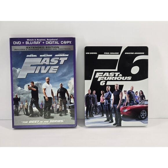 Fast & Furious Collection: 5 & 6 (Blu-Ray Double Feature Bundle) Blu-ray Lot - Picture 1 of 3